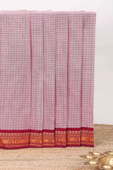 Peach checked chettinad cotton saree