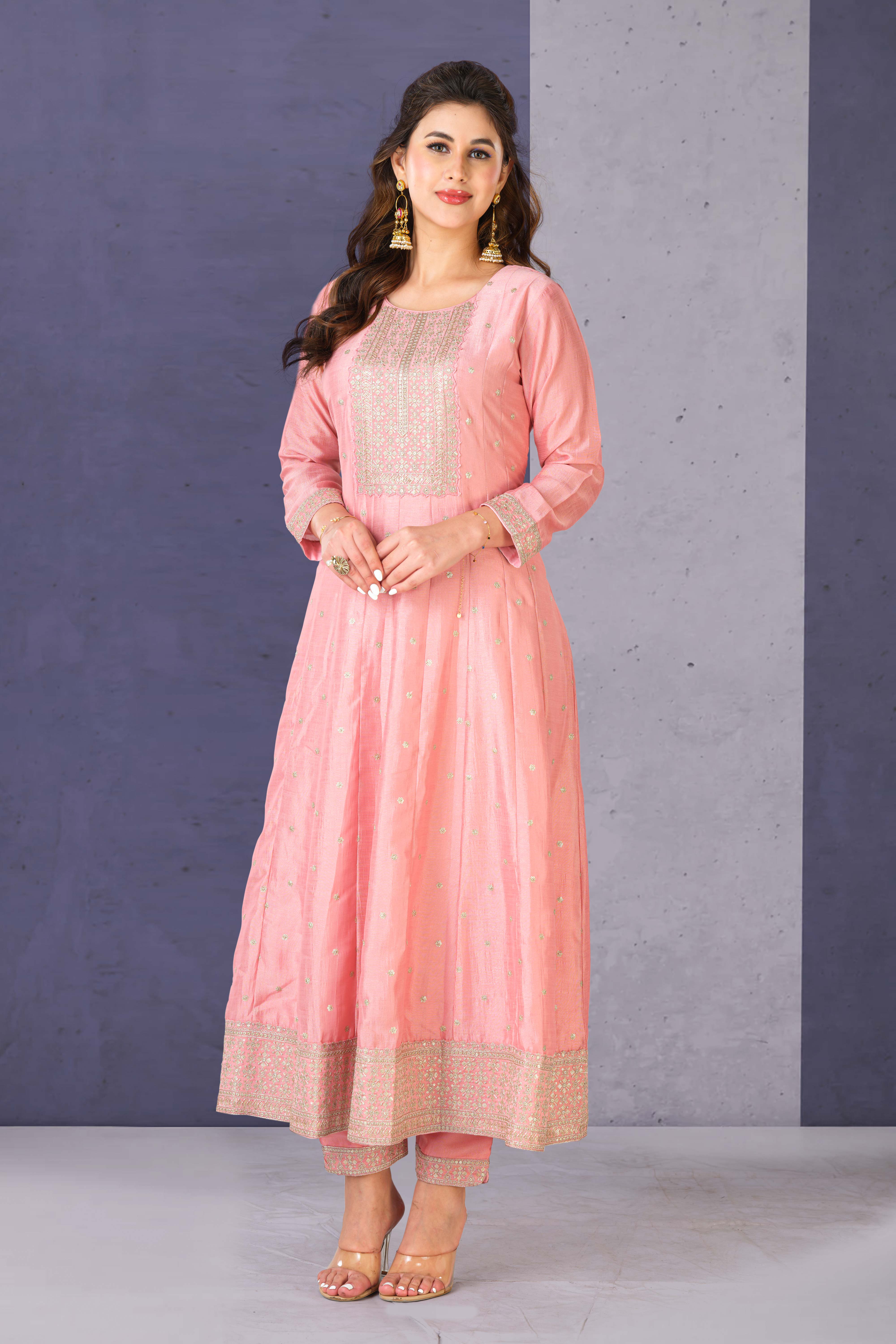 Peach embroidered salwar suit