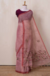 Peach linen saree