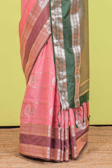 Peach luxury silk regal drape saree