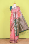 Peach luxury silk zari stripe saree