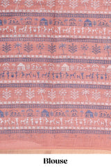 Peach printed blouse sarees