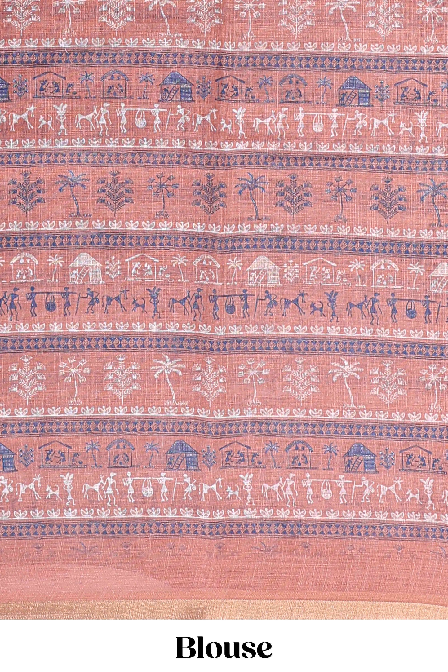 Peach printed blouse sarees