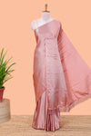 Peach satin crepe crush texture saree
