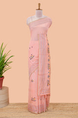 Peach warli art chanderi saree