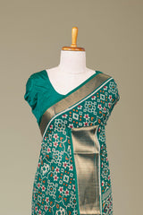 Peacock green jacquard border silk saree