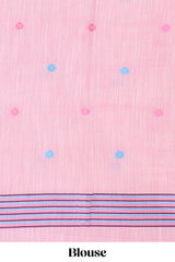 Pink artisanal linen cotton saree