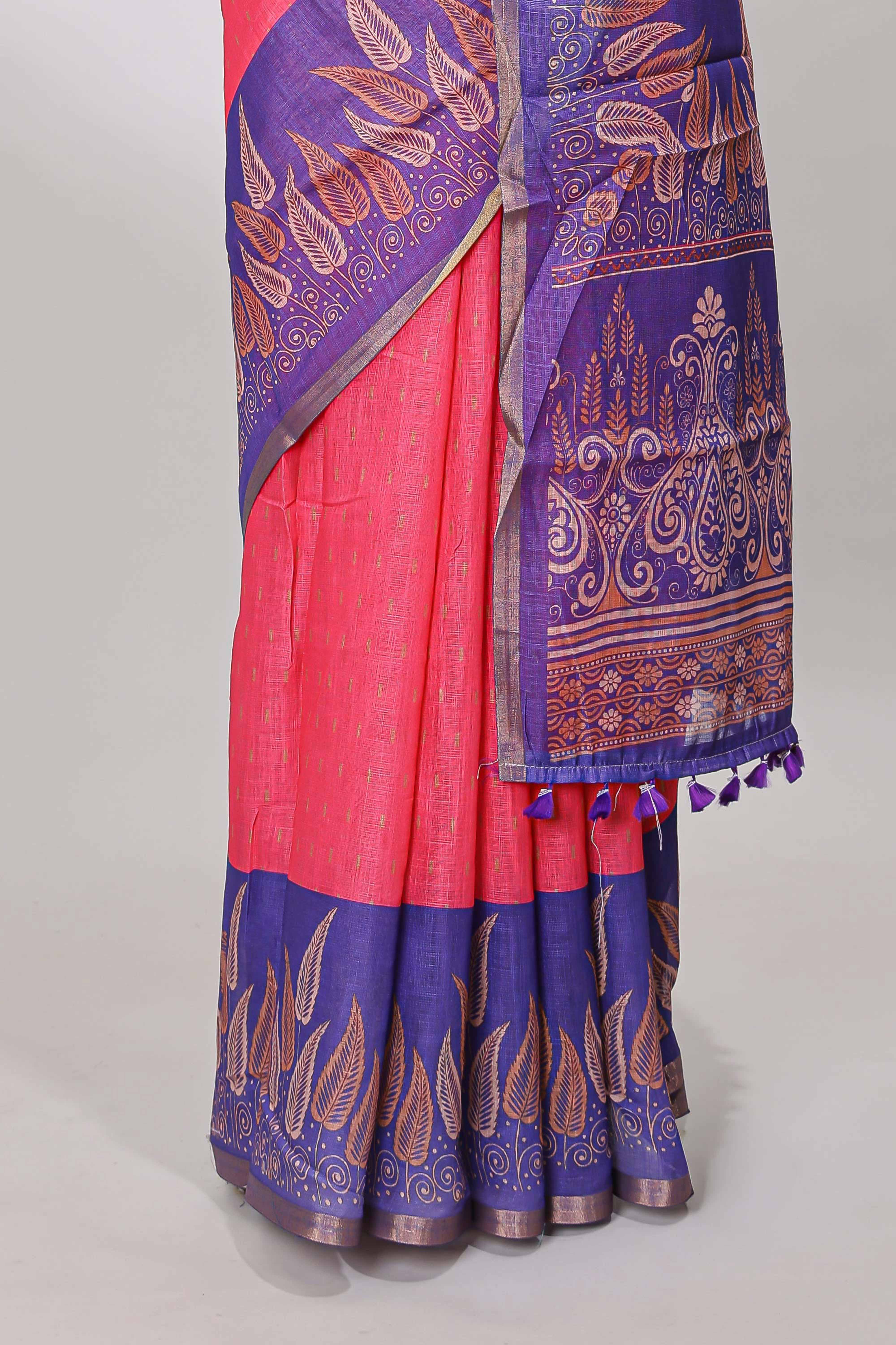 Pink butta linen cotton drape