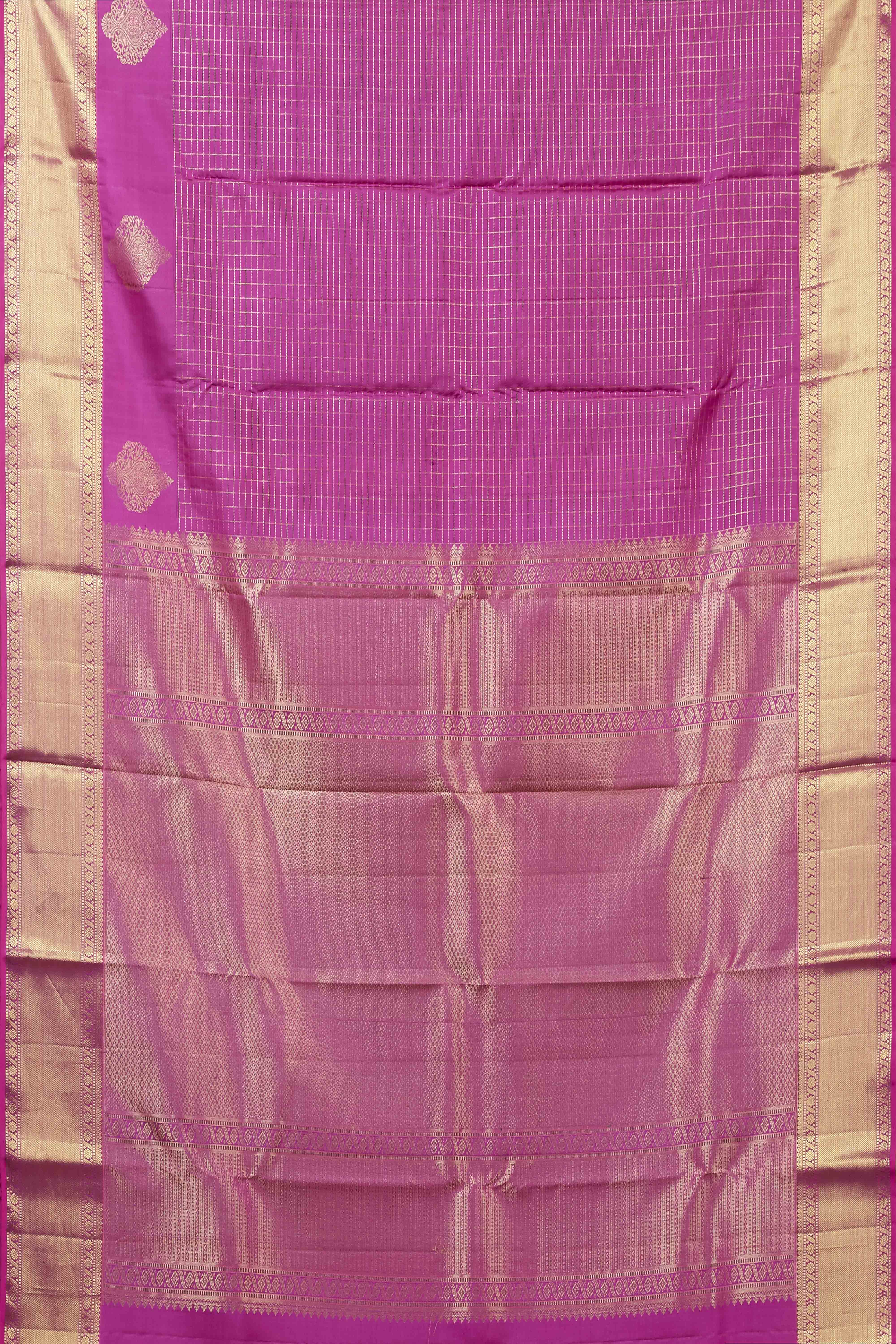 Pink checked silk saree