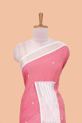 Pink chiffon contrast border saree