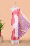 Pink chiffon zari stripe saree