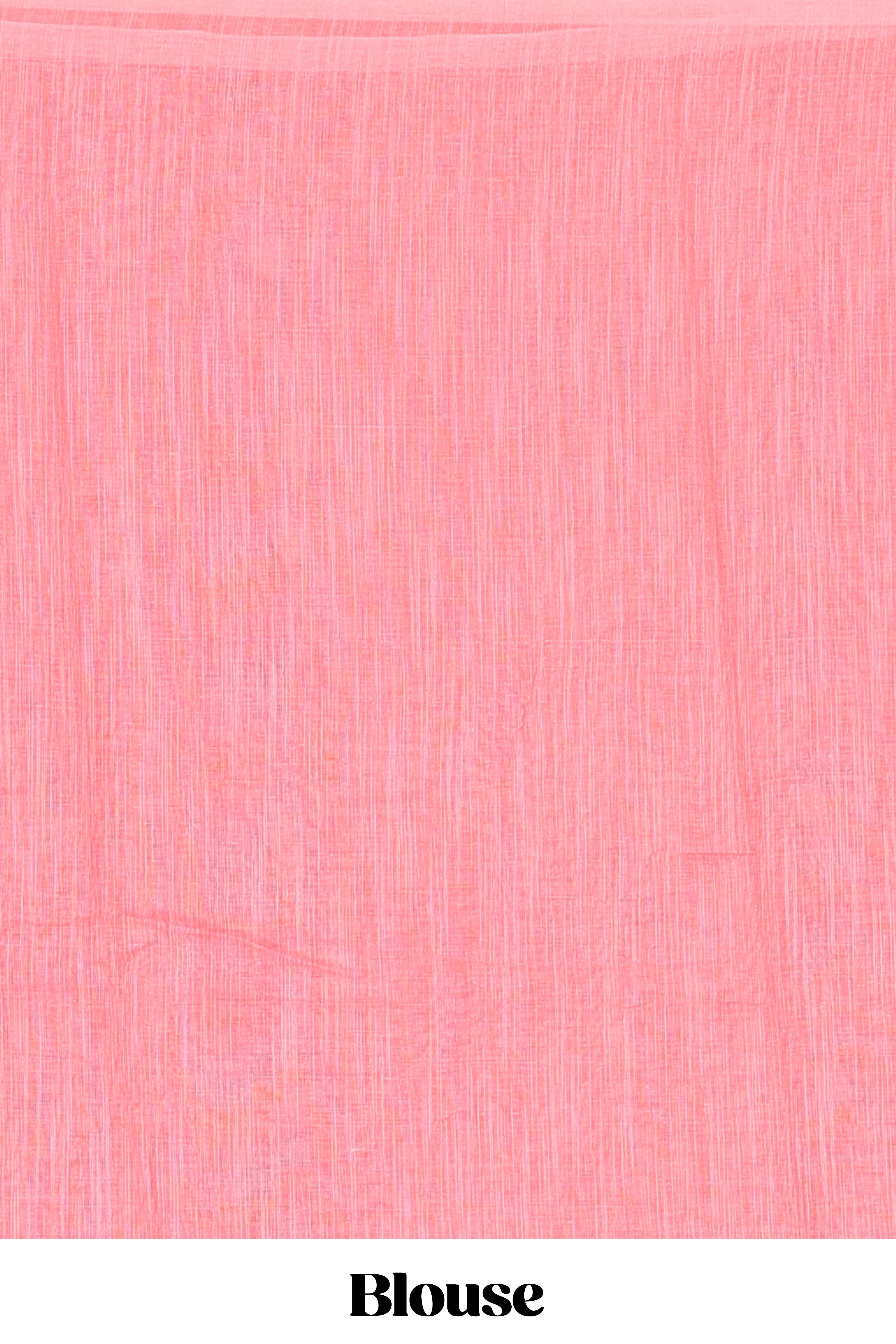 Pink contrast linen cotton saree