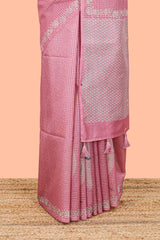 Pink contrast pallu saree