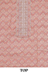 Pink cotton geometric embroidery dress material