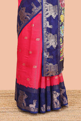 Pink dola silk traditional saree