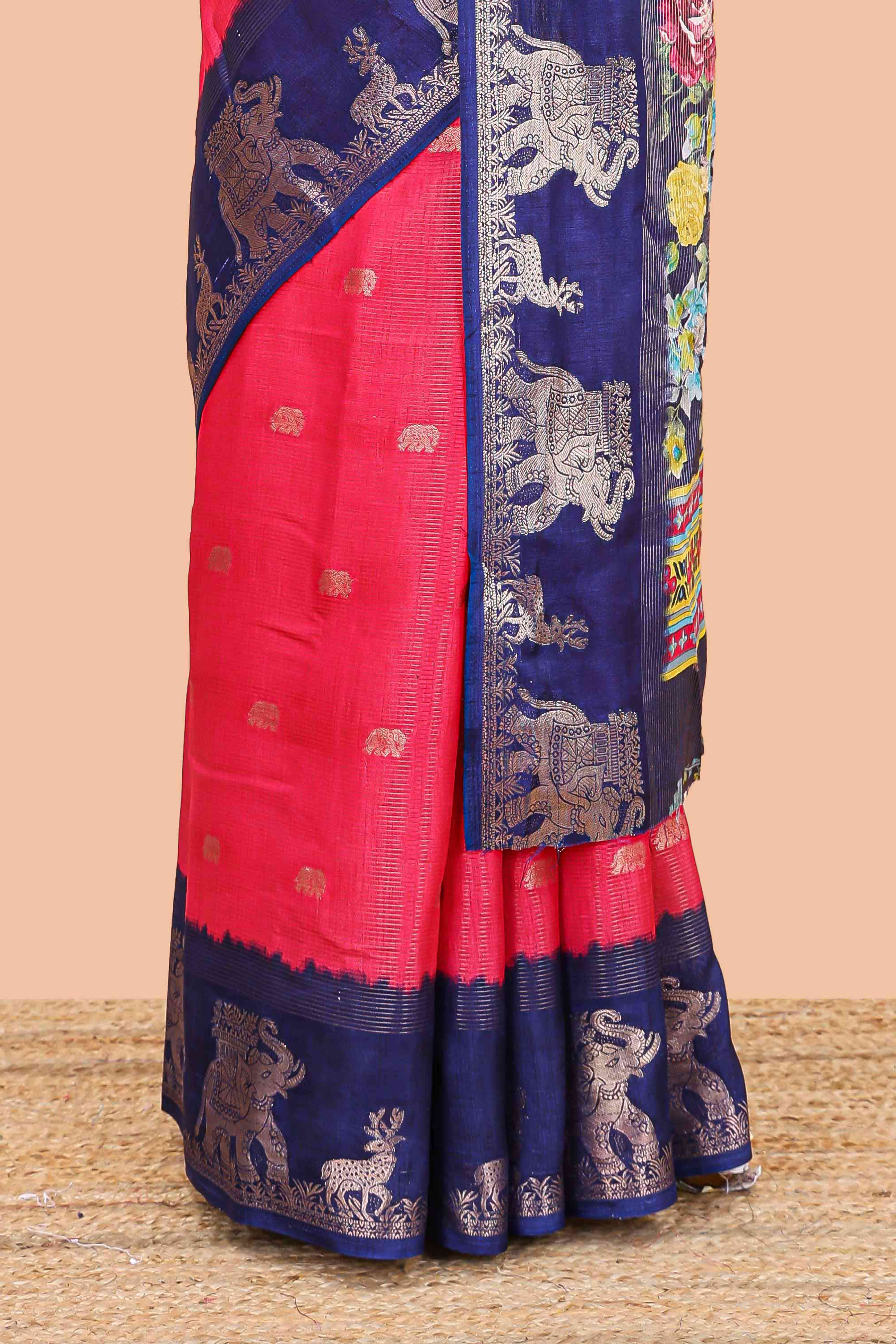 Pink dola silk traditional saree