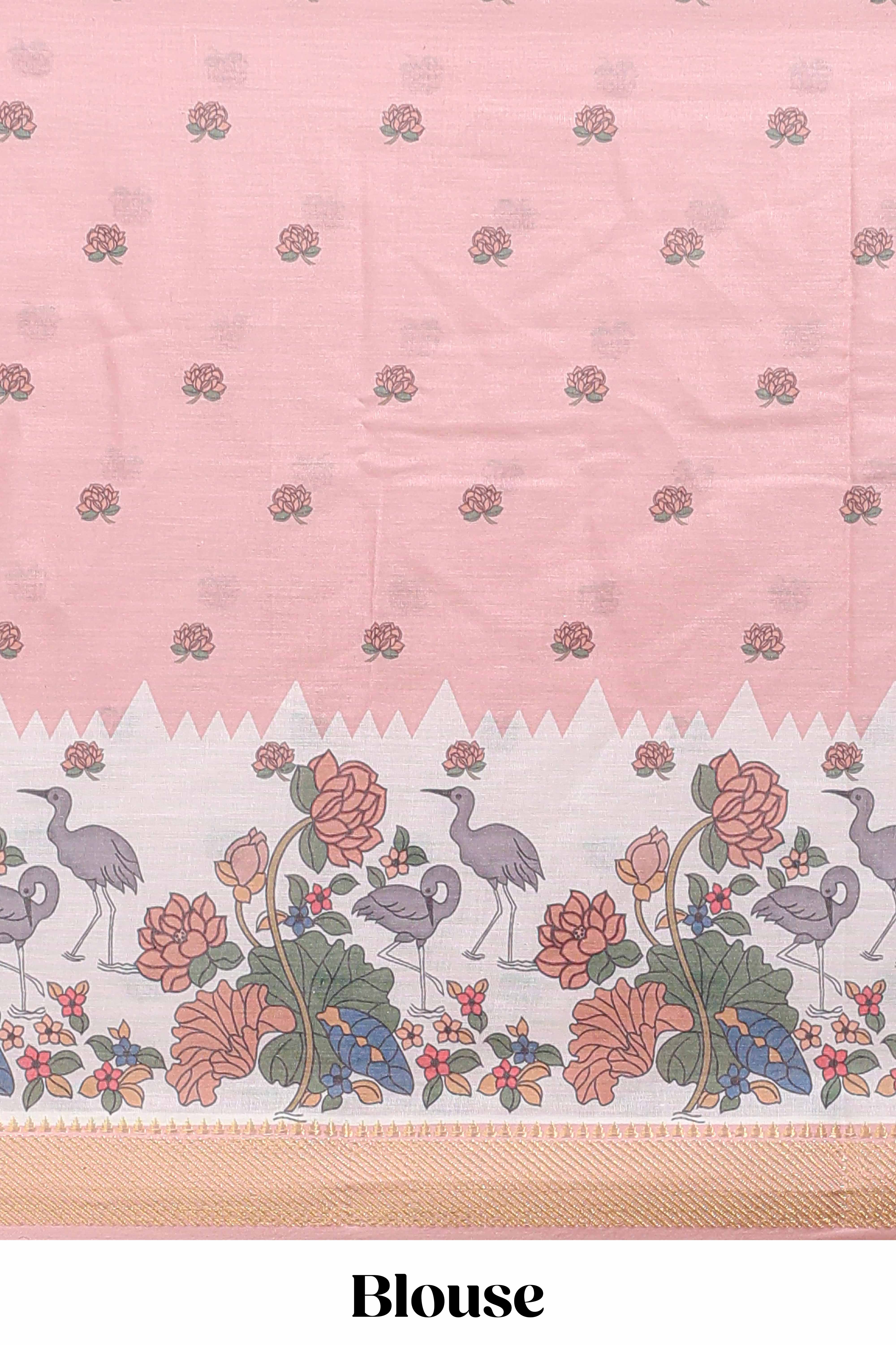 Pink elegant print saree