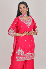 Pink embroidered sharara
