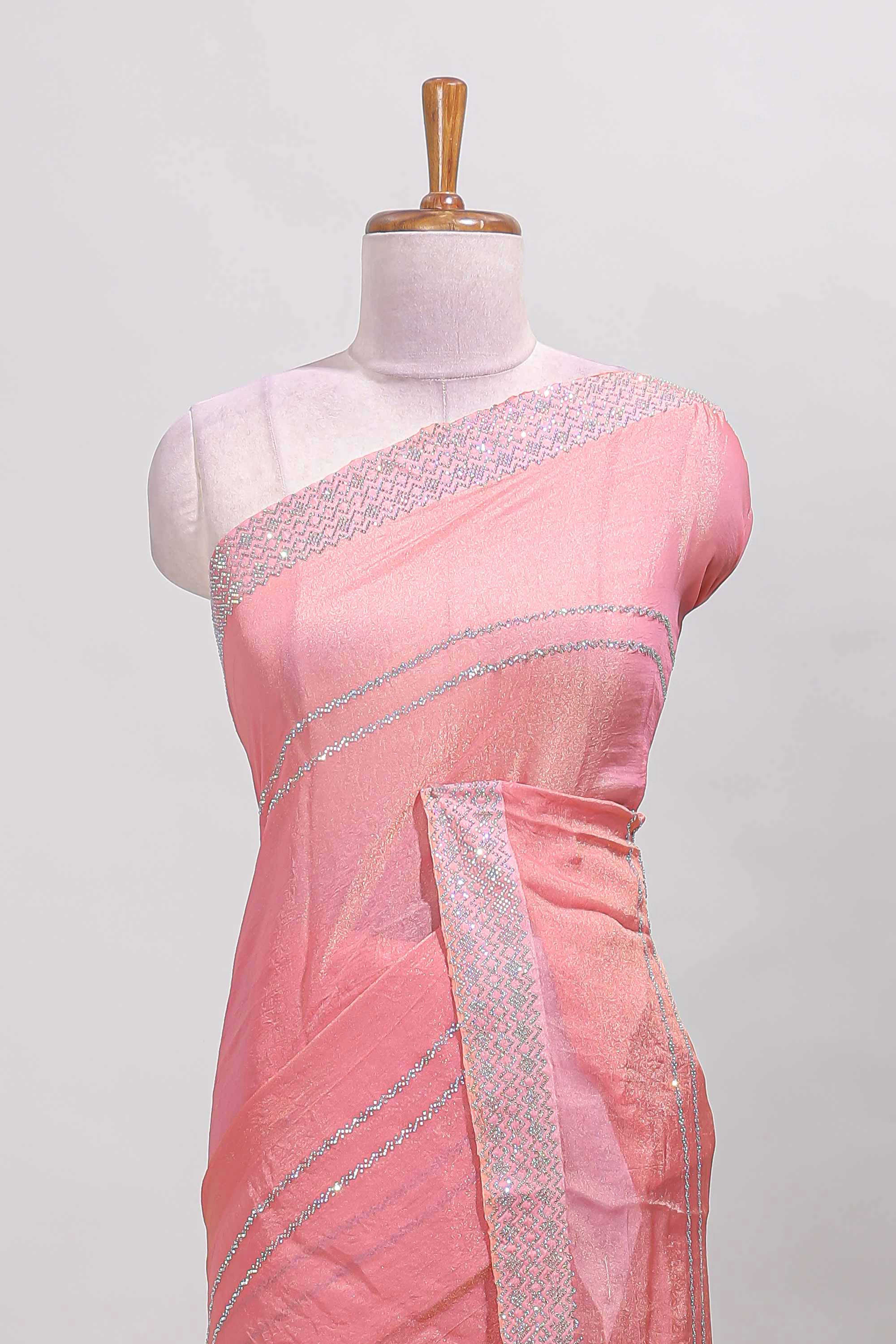 Pink festive chamki saree