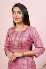 Pink floral motif ethnic suit