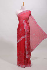 Pink floral stone work saree
