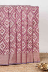 Pink geometric diamond design Kota cotton saree