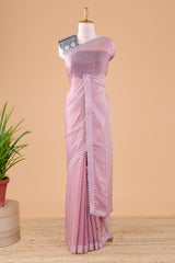 Pink georgette silk bead work saree