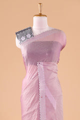 Pink georgette silk sequin blouse saree