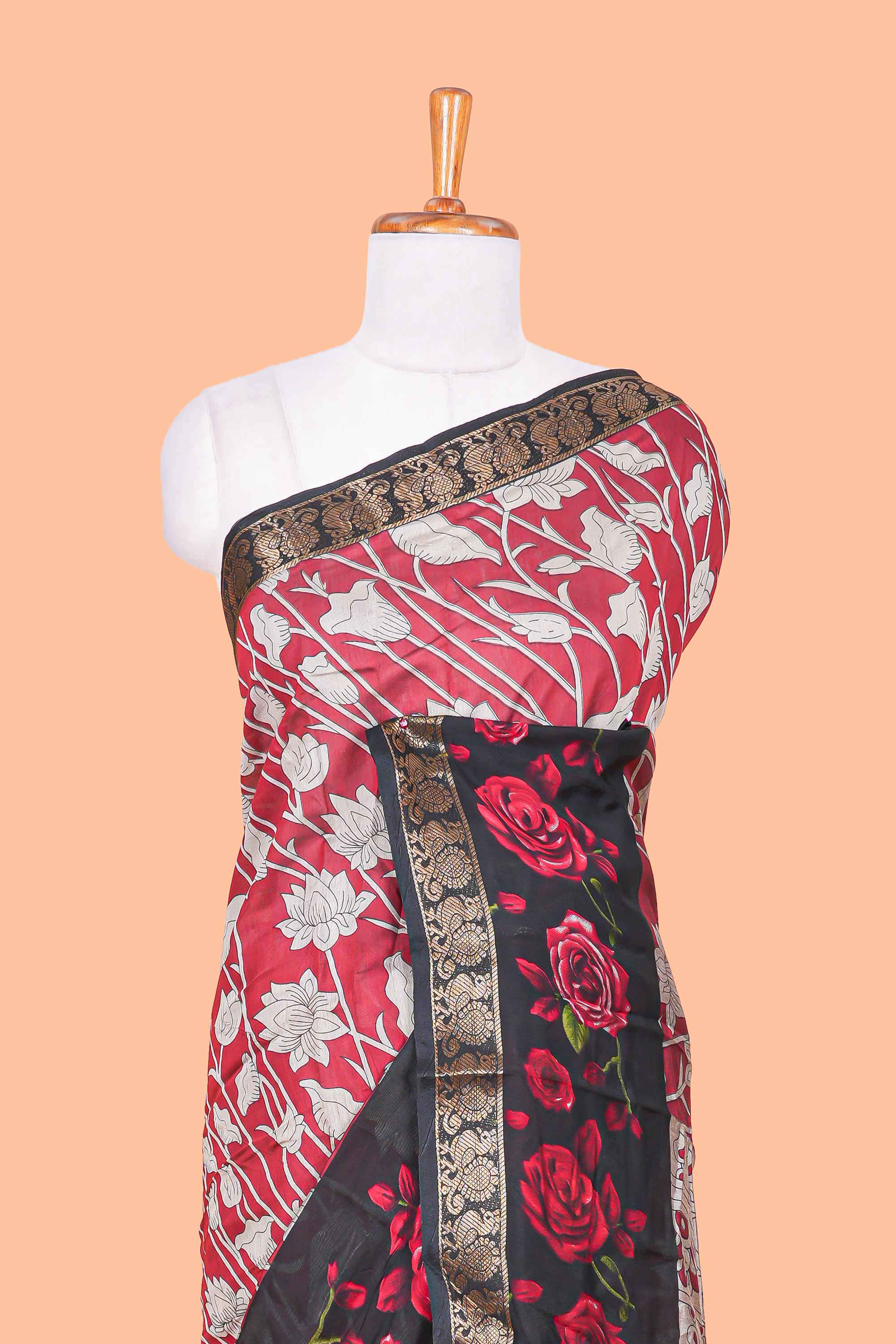 Pink kalamkari print chanderi saree