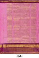 Pink magenta contrast border saree