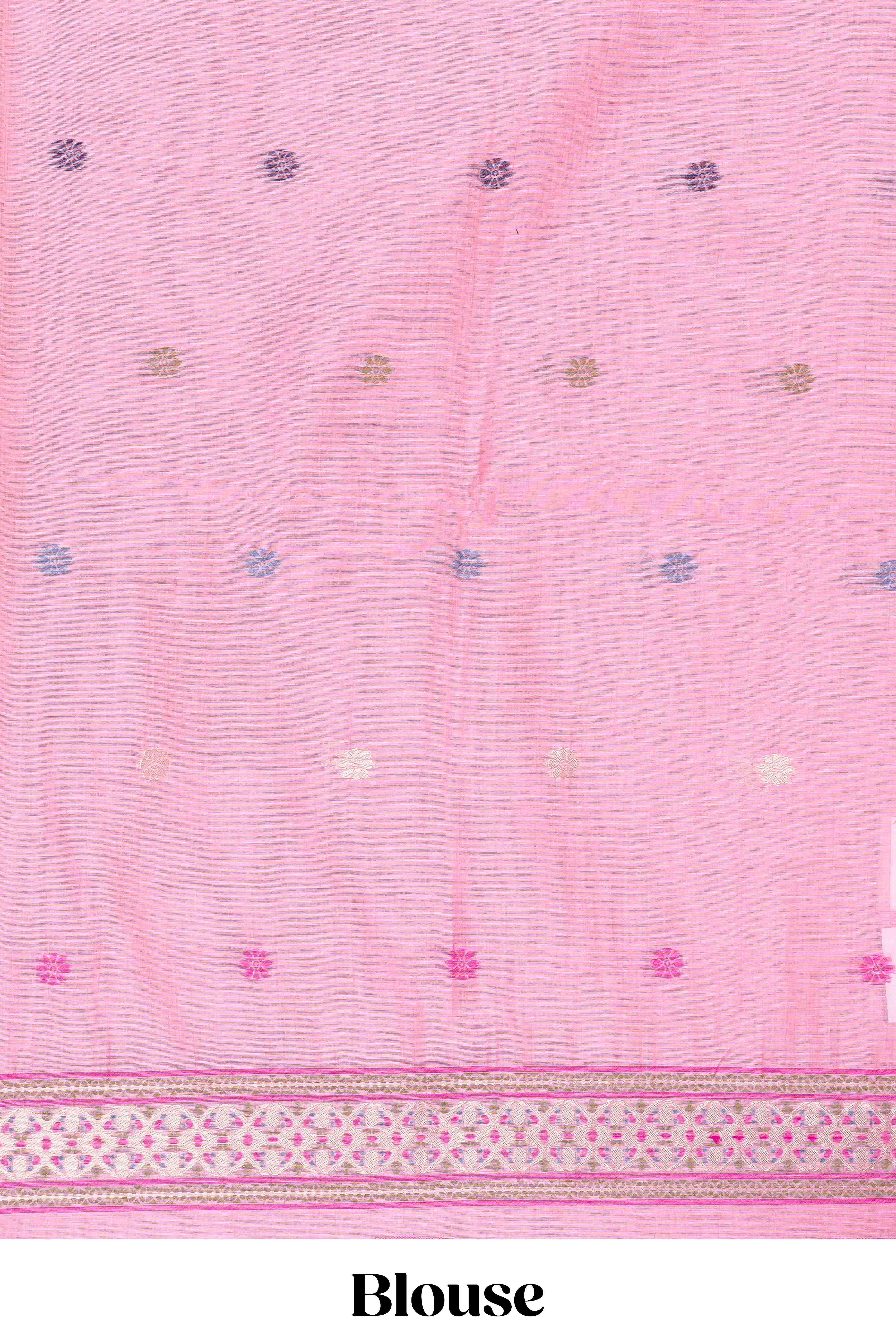 Pink munga cotton festive saree
