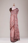 Pink printed Tussar Saree