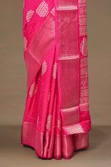 Pink printed pallu silk saree