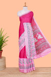 Pink printed silk saree