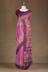 Pink pure linen saree