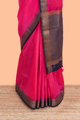 Pink raw silk elegant saree