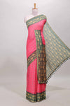 Pink spade motifs linen cotton saree