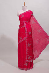 Pink stone designer saree