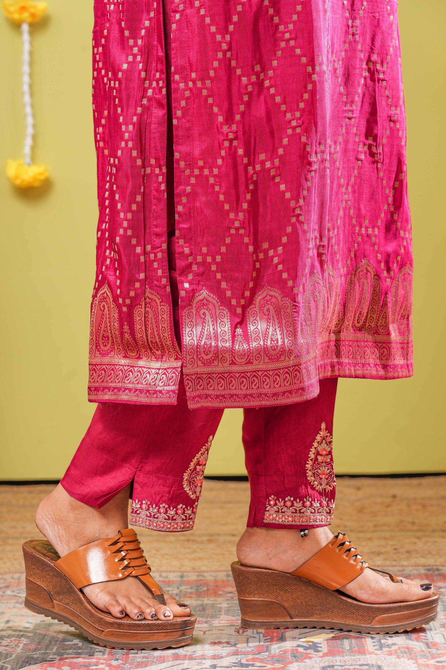Pink viscose designer ethnic wear