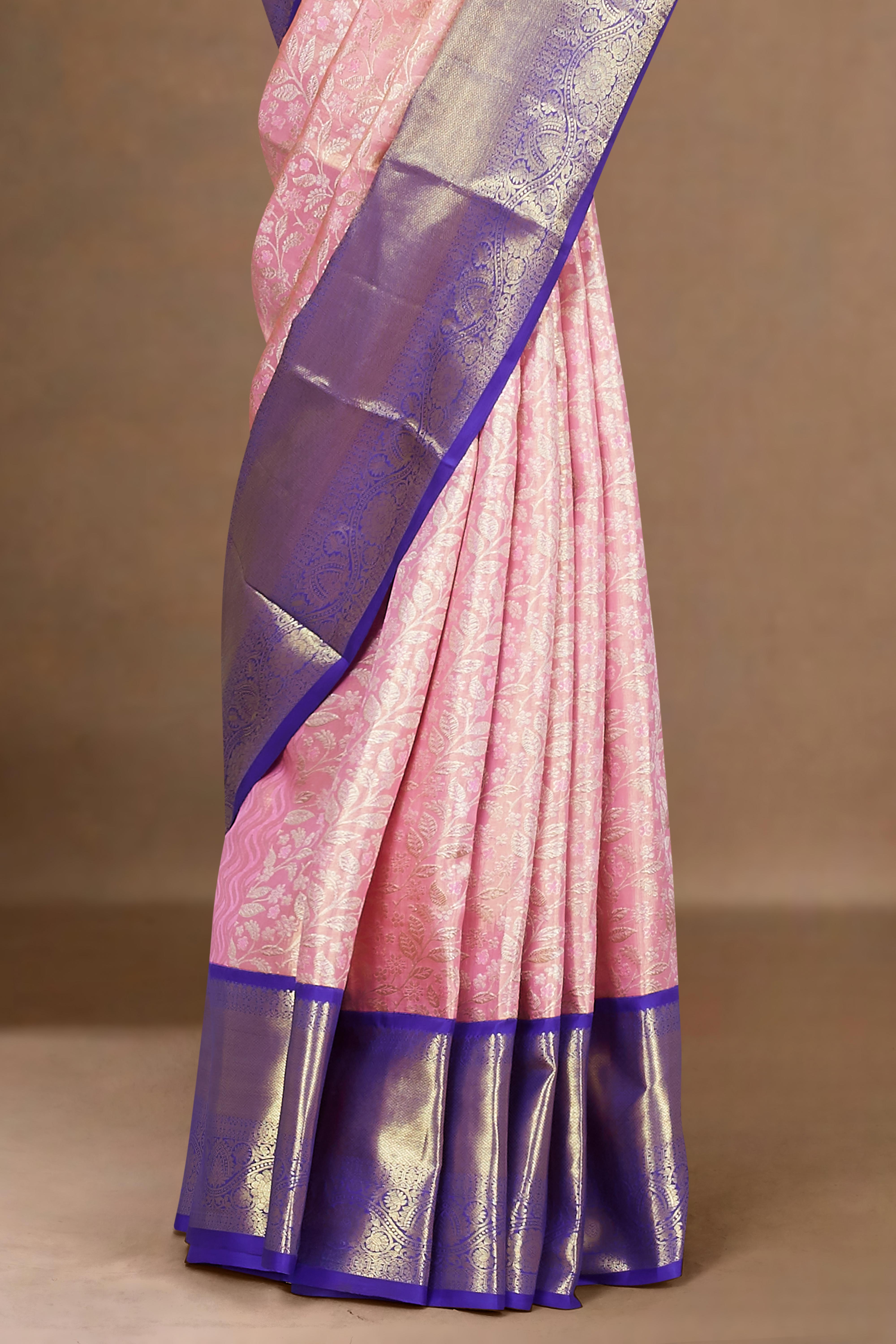Pink zari border sarees