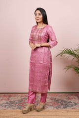 Pink zari woven salwar suit