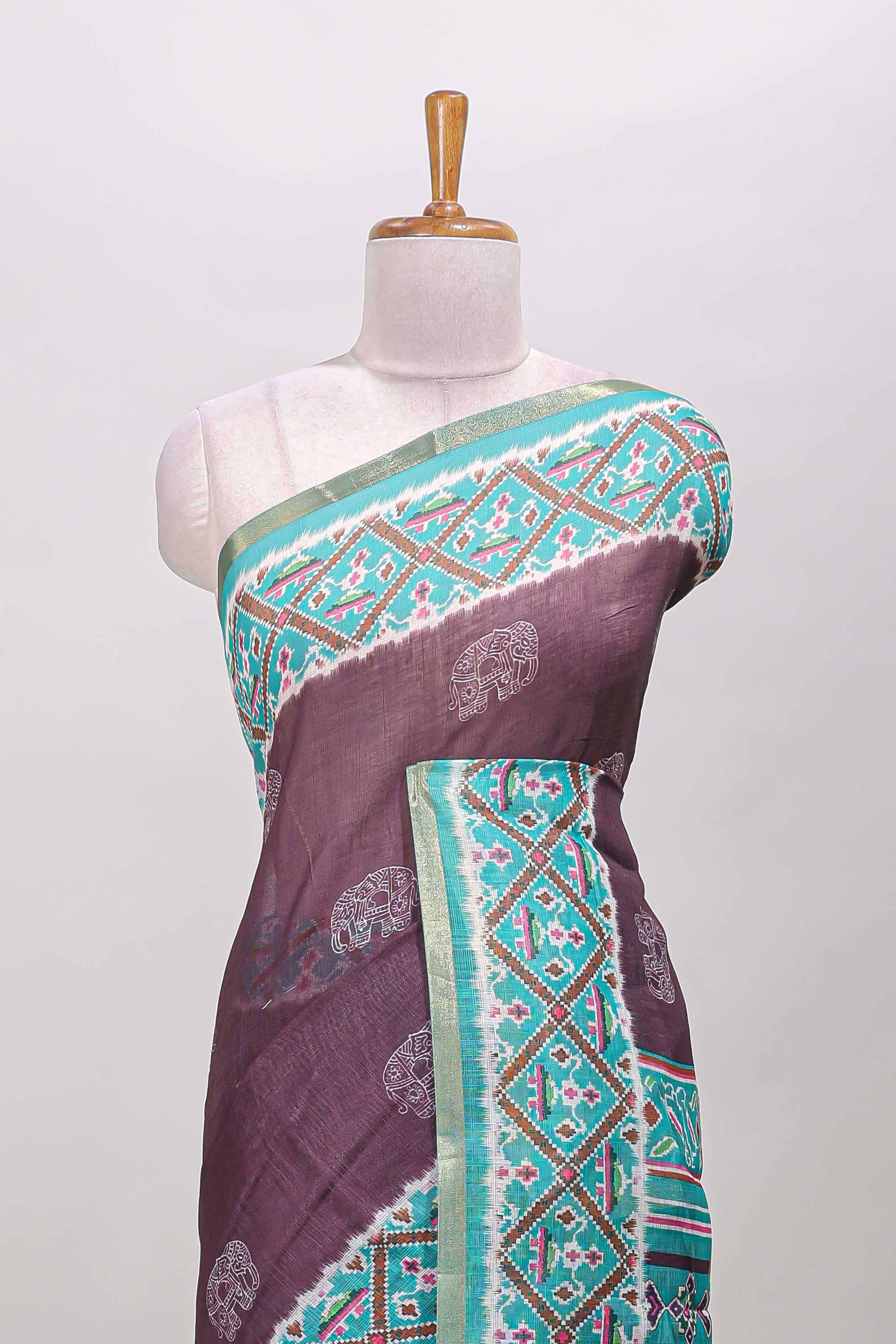 Plum violet contrast ikkat style border
