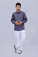 Printed dobby cotton shirt