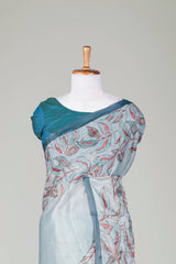 Printed pallu contrast