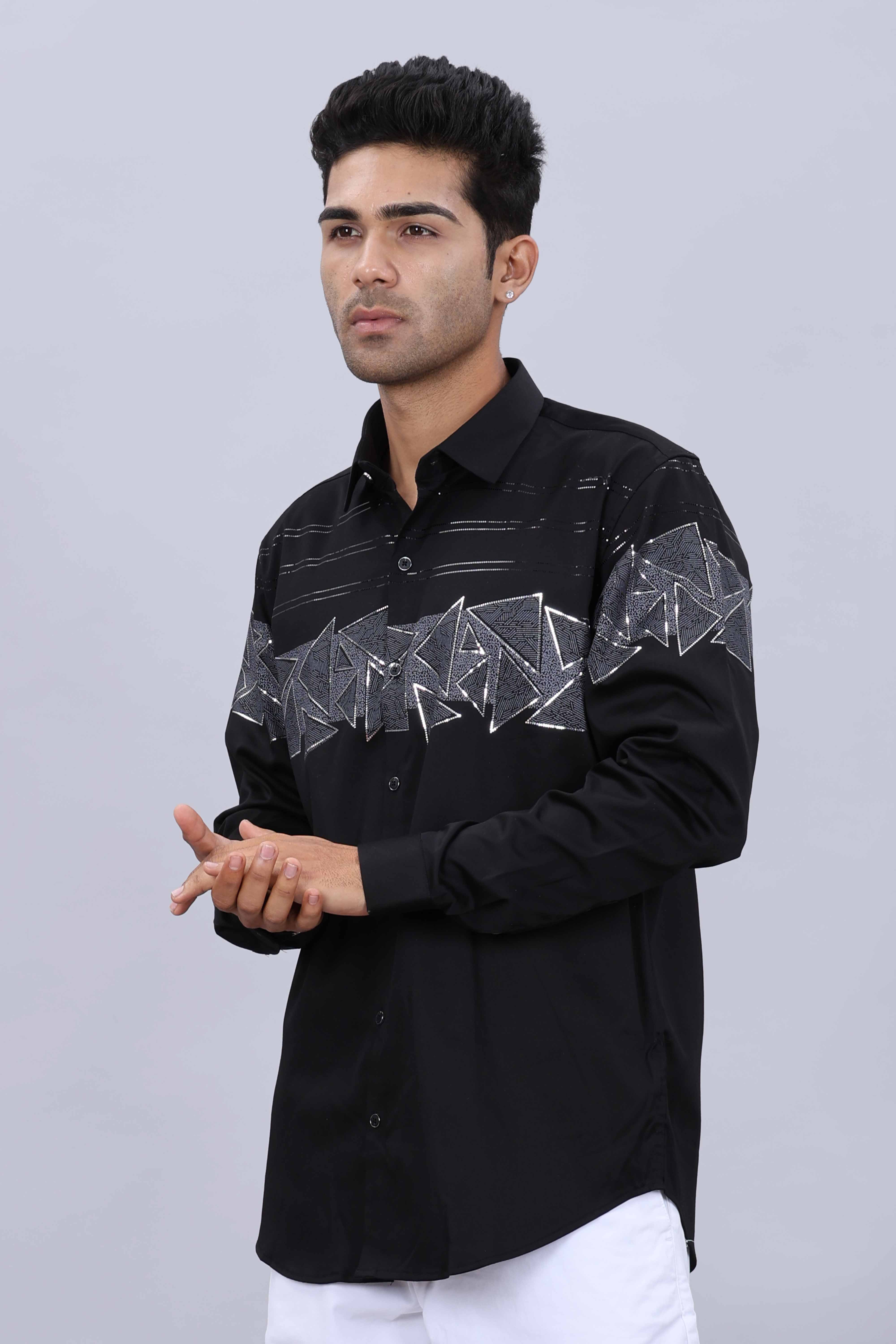 Printed satin mens shirt