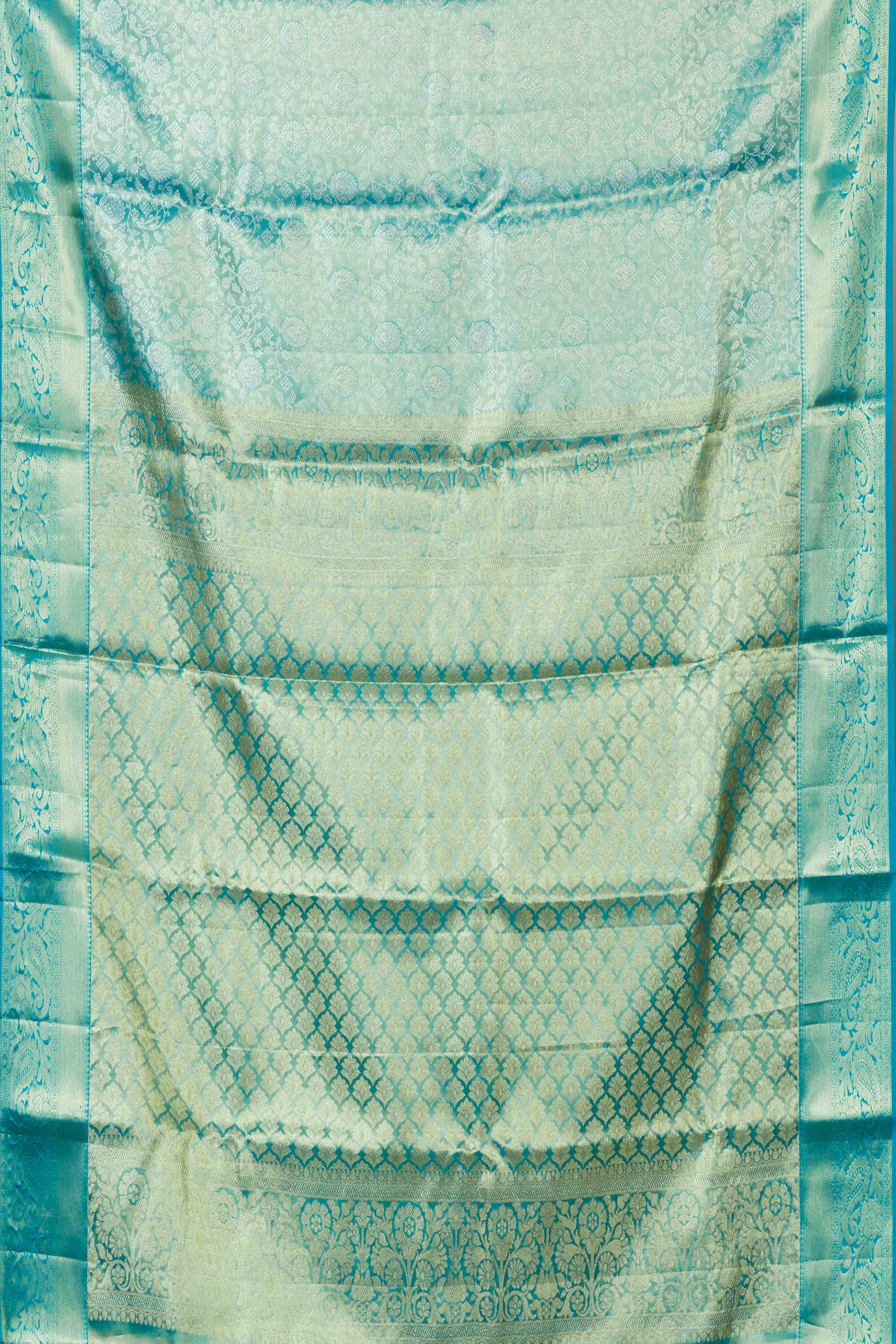 Pure aqua silk saree for wedding