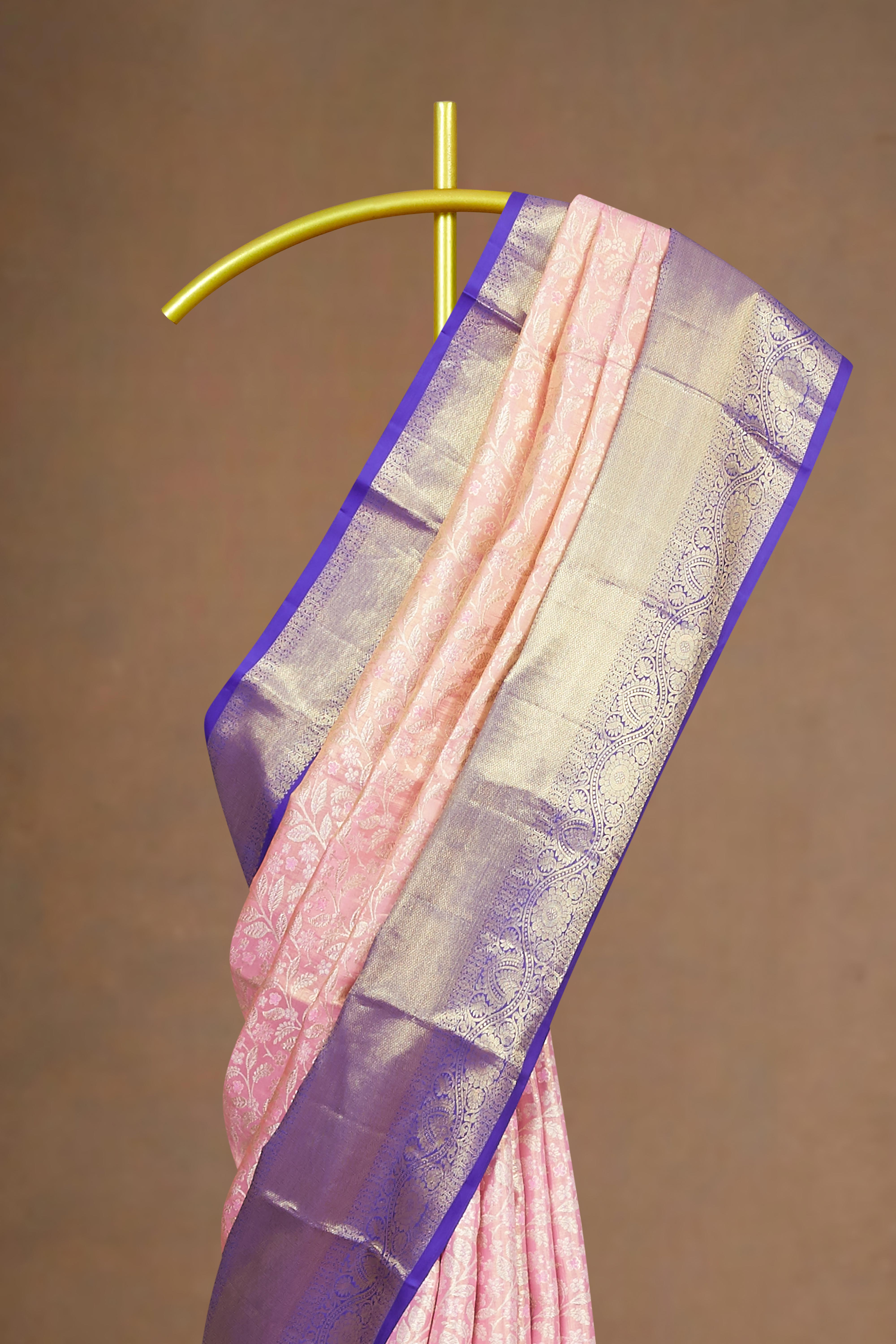 Pure pink silks saree