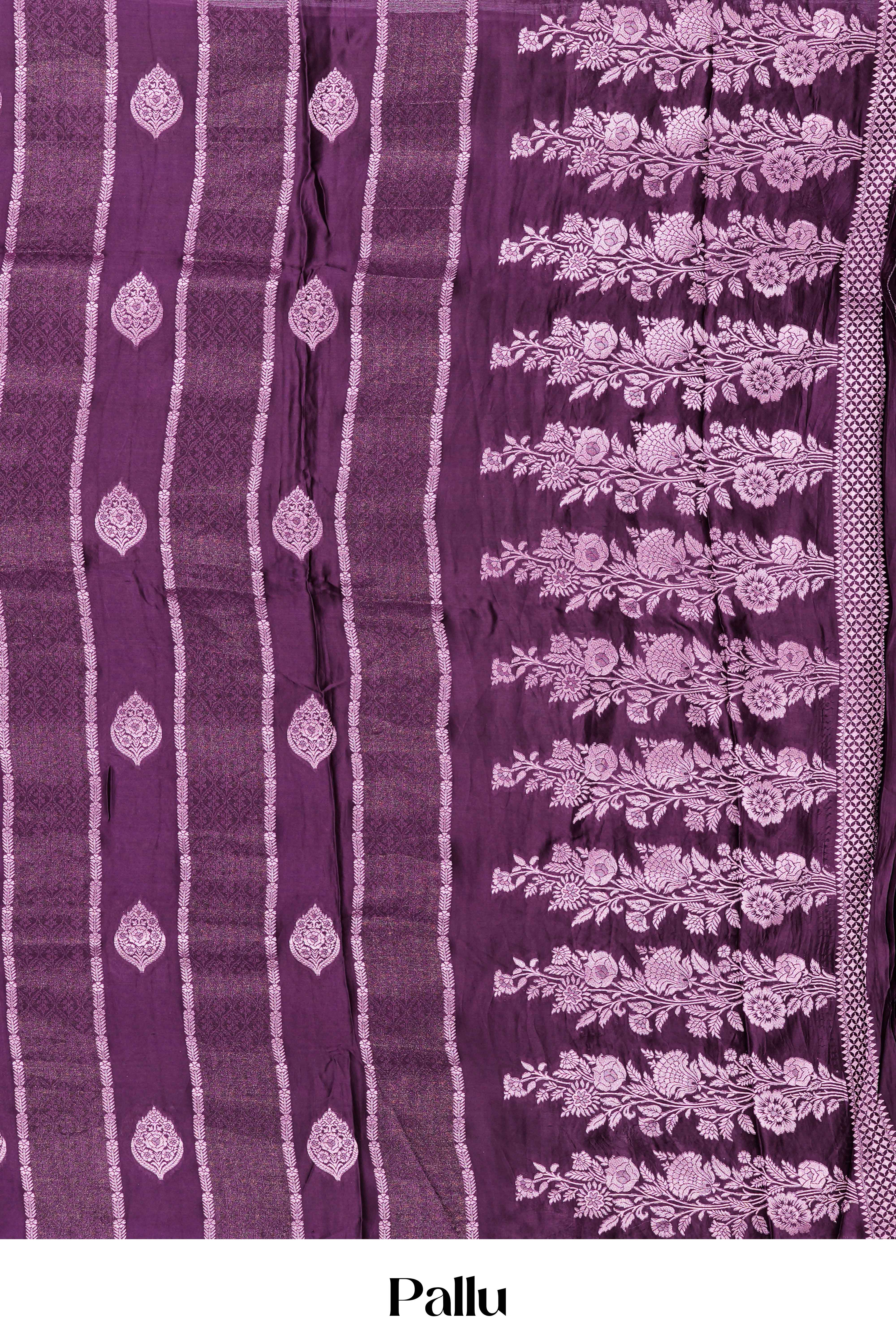 Purple Striped pallu design
