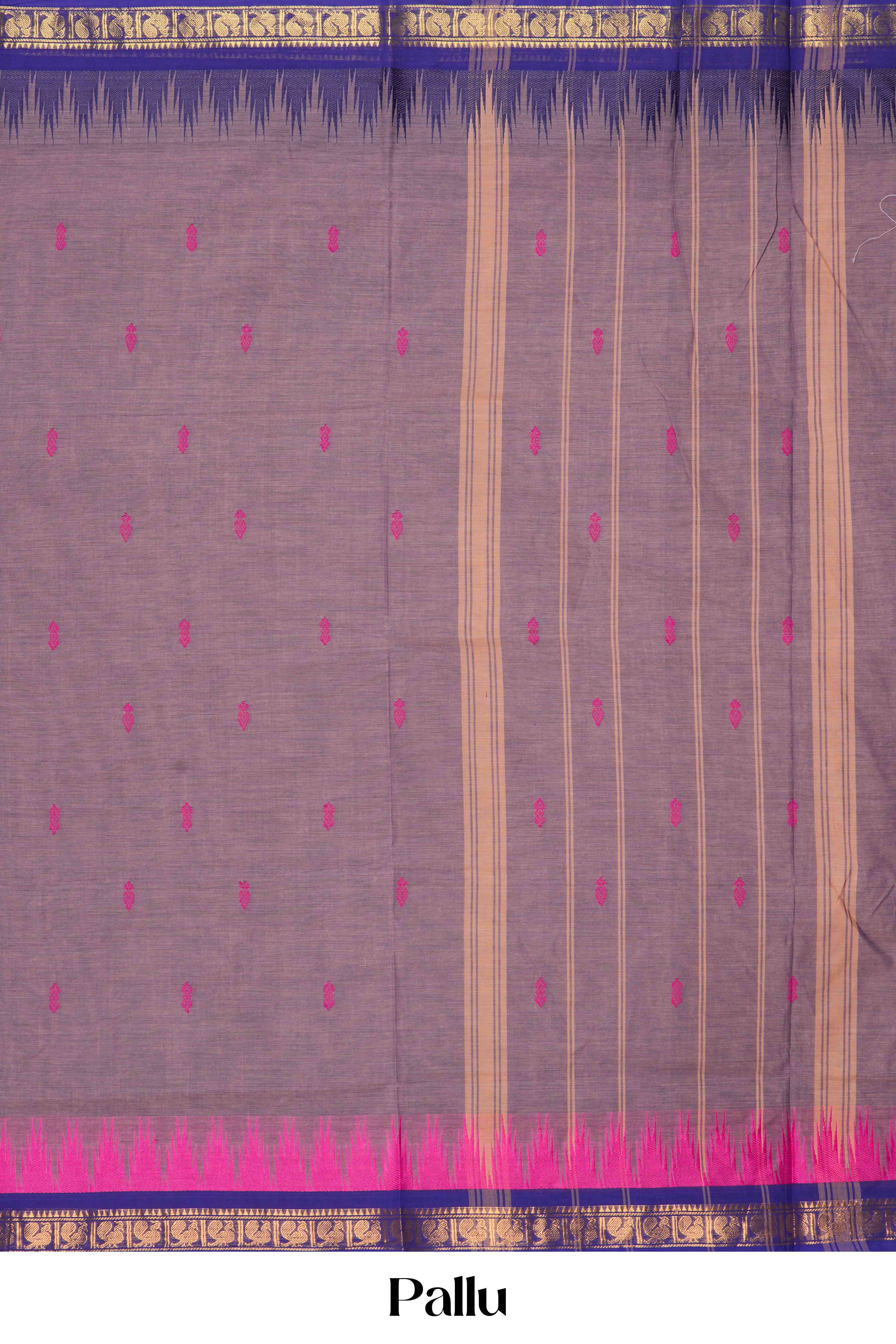Purple blue contrast border saree