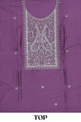 Purple cotton silk festive dress material